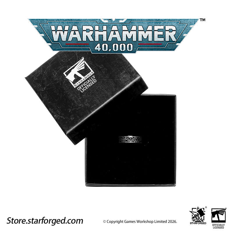 Starforged Warhammer 40K Orks & Fenrisian wolves Leagues of Votann Steel Men's Ring