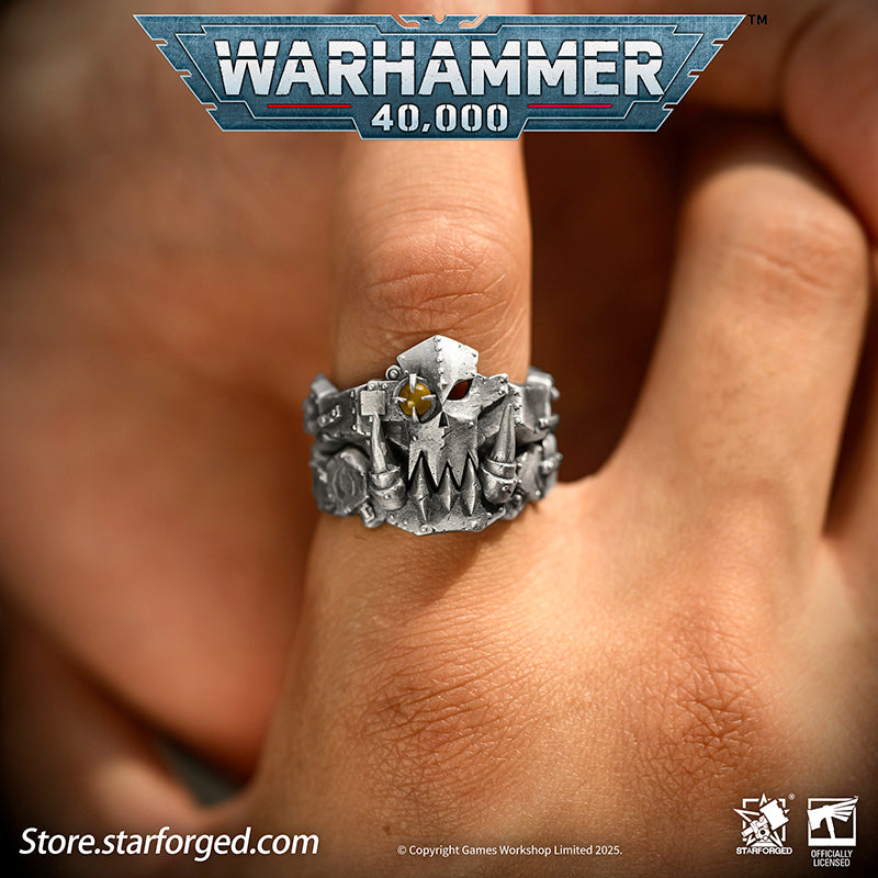 Starforged Warhammer 40K The couple ring of Gork and Mork Greenskins Orkz Sliver Rings Accessories Jewelry The Orkz, a galactic plague, universally dismissed as savages... until they pull bigger guns and choppas from their makeshift pockets. These greenskins are every faction's nemesis in the 40K universe. Across the stars, all civilizations encounter Orkz under the worst possible circumstances, proving the galaxy's iron law: "If ya don't come to da fight, da fight comes to ya!"Orkz gather in tribes, 