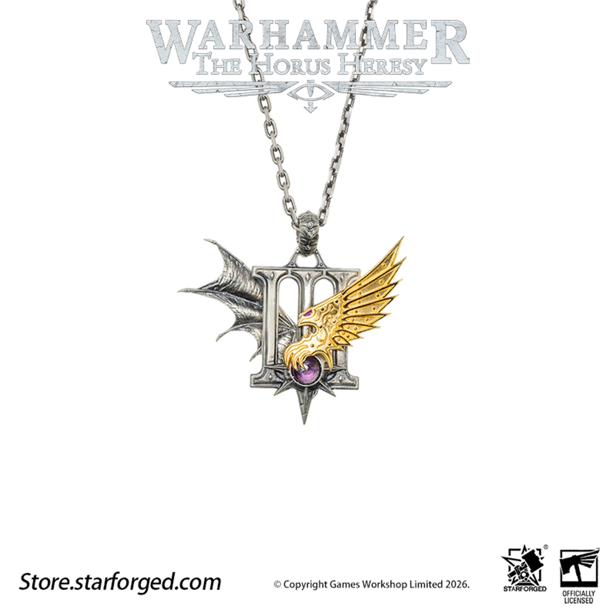Starforged Warhammer 30K The Horus Heresy Chaos Space Marine Emperor's Children Phonecians Fall Pendant Silver Necklace Warhammer Gifts Fashion Accessories