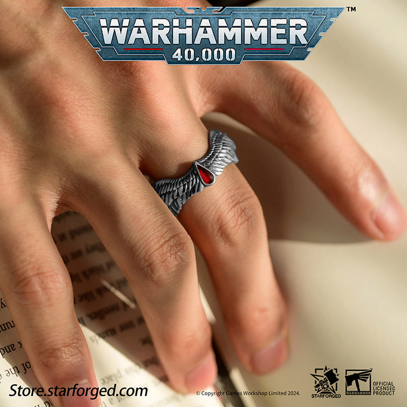 Starforged Warhammer 40K Blood Angel The Great Angel Wing Ring of Sanguinius Sterling Silver Jewelry