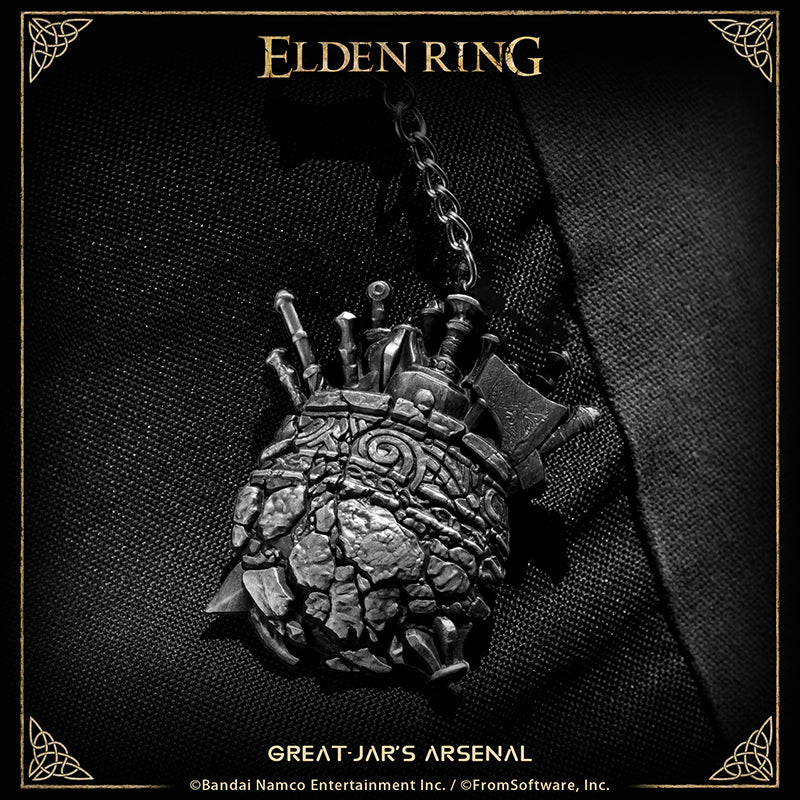 Starforged ELDEN RING Merchandise Great-Jar's Arsenal Amulet Pendant Officially Authorized A charm that resembles a great jar overflowing with weaponry.The great jar grants this talisman to their warriors. Carry as much as you can — grow big and strong.