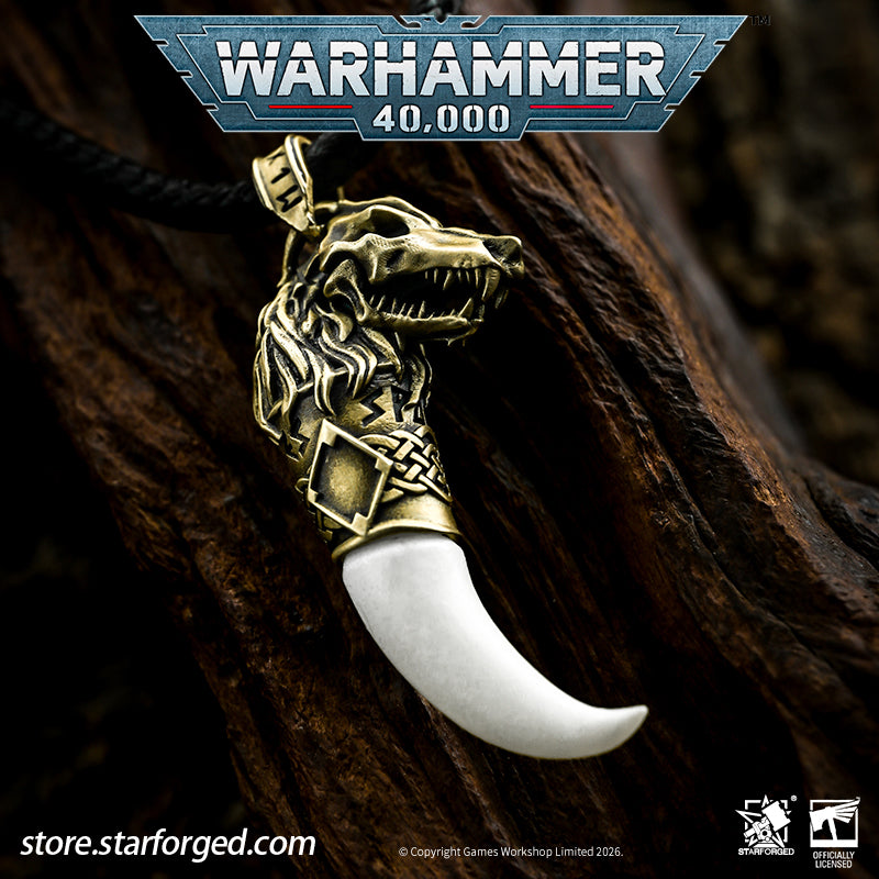 Starforged Warhammer 40K Space Wolves Fang of Fenris Pendant Necklace Game Peripheral Christmas Gifts