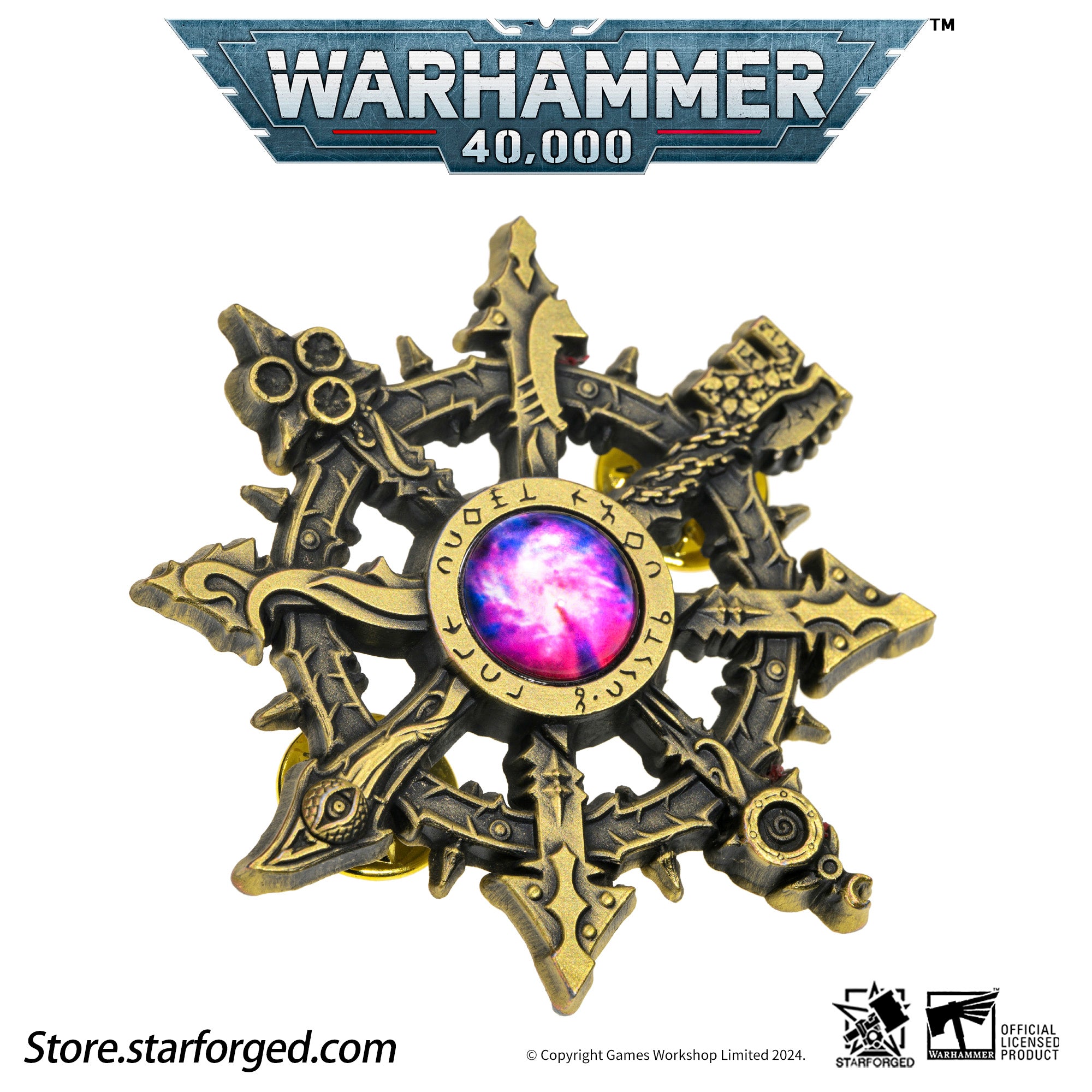 Starforged  Octagrams Eye of Terror Warhammer 40K Chaos Demon Space Marine Horus Heresy Pin Badge