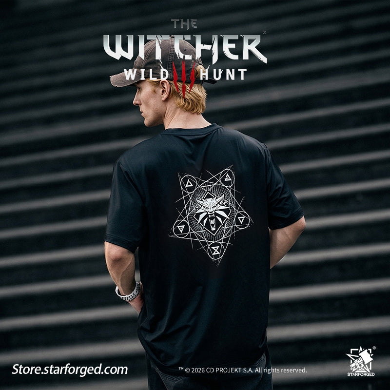 Starforged The Witcher 3: Wild Hunt Witcher3 Themed Signs T-Shirt Game Merchandise Officially Authorized The School of the Wolf, to which the undisputed protagonist of The Witcher 3 belongs, can be considered the most direct successor of the Witcher Order. After many groups of witchers left the Order, the pioneers of the Wolf School remained in Castle Morgraig for a long time before eventually departing. They journeyed west into Kaedwen, chose the wolf as their emblem, and established their own school.  The