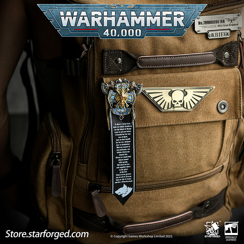 Starforged Warhammer 40K Space Wolves Honour Badge Of Great Wolves Seal Badge The Space Wolves - also known as the "Wolves of Russ", the "Rout", or the "Vlka Fenryka" in their native tongue - are the VI Legion, sired by the Primarch Leman Russ. During the Great Crusade, they served as the Emperor's executioners and scourge, striking terror into the hearts of His enemies.These "wolf-born" warriors are infamous across the Imperium for their savagery in battle and contempt for authority - including the Codex A