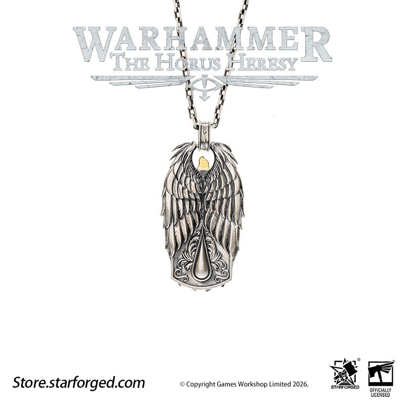 Starforged Warhammer 30K The Horus Heresy Blood Angels Sanguinius Commemorative Pendant Silver Necklace Men's Fashion Jewelry