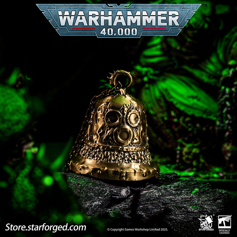 Starforged Warhammer 40K Plague Bell of Nurgle Chaos Warriors Copper Pendant Other Nurgle is the God of Primordial Momentum, possessing infinite energy and an abiding love for all life. To Him, every manifestation of existence is sacred - from the wailing of infants to the ravages of plague bacteria.  His faithful behold continent-spanning pestilences with reverent awe, rejoicing at each agonized moan of suffering as testament to their master's boundless power. They watch these cycles of disease and ruin, t
