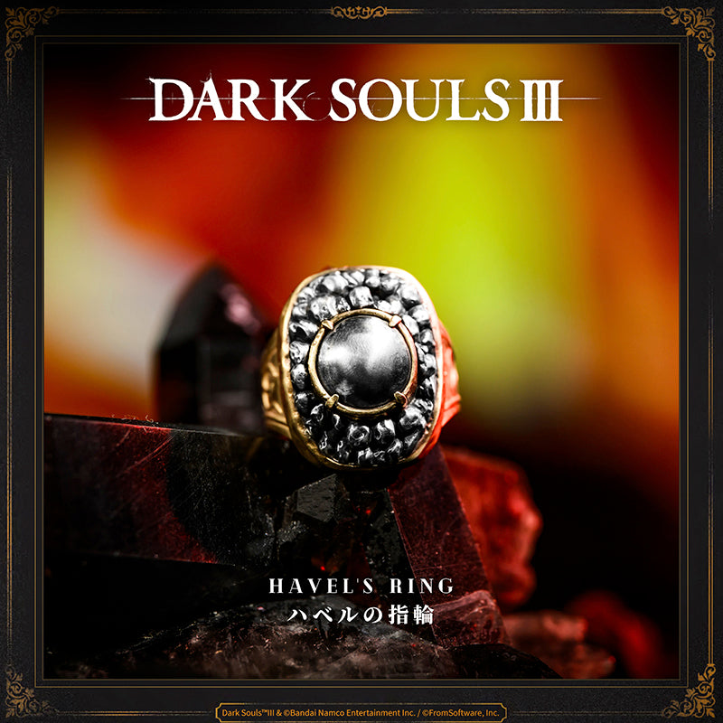 Starforged DARK SOULS III Havel's Ring Game Merchandise Ring Officially Authorized Havel's RingA ring for warriors keen on heavy acoutrements. Increases maximum equip load.This ring was named after Havel the Rock, the battlefield compatriot of Gwyn, the First Lord.The art of war has been a constant since ages past, and those who would follow in Havel's footsteps are no fewer now than in his own day.