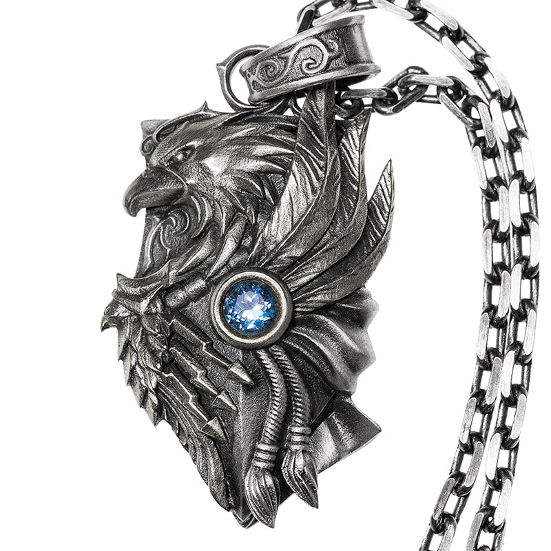 Starforged Throne Watcher's Shield Warhammer 40K Adeptus Custodes Golden Legion Men's Necklace Sterling Silver