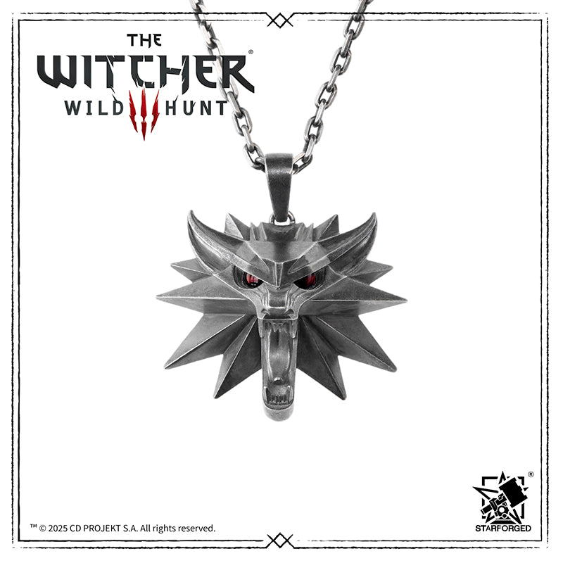 Starforged The Witcher Wild Hunt The Witcher Wolf Schoo Medallion Silver Necklace Game Merchandise Officially Authorized