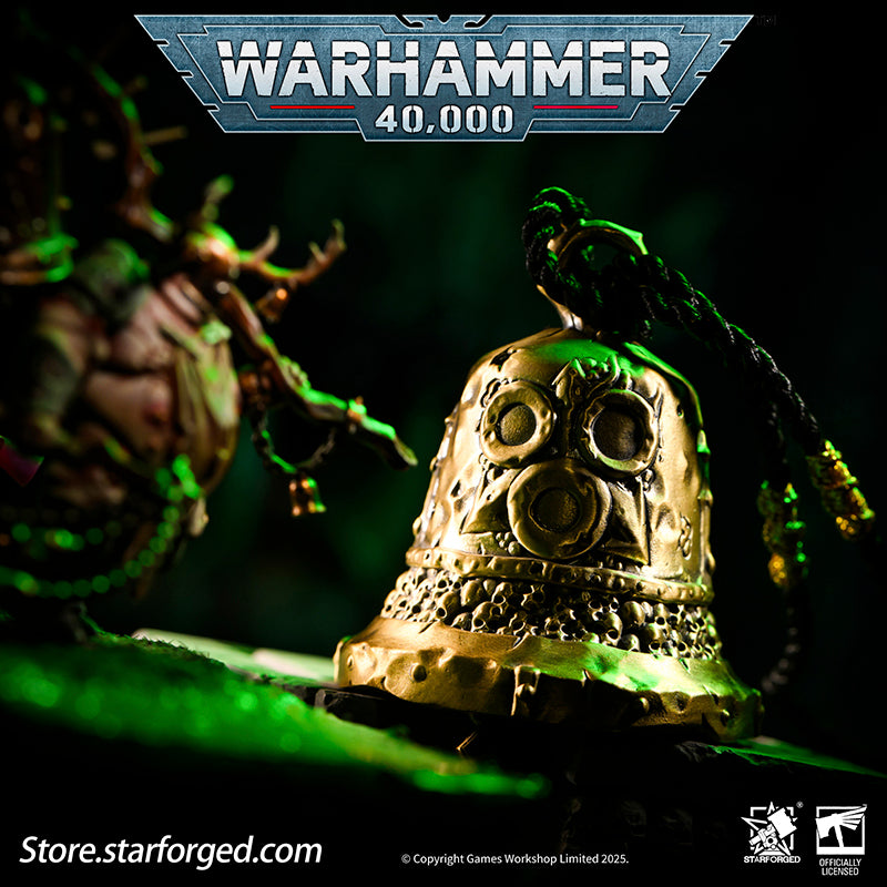 Starforged Warhammer 40K Plague Bell of Nurgle Chaos Warriors Copper Pendant Other Nurgle is the God of Primordial Momentum, possessing infinite energy and an abiding love for all life. To Him, every manifestation of existence is sacred - from the wailing of infants to the ravages of plague bacteria.  His faithful behold continent-spanning pestilences with reverent awe, rejoicing at each agonized moan of suffering as testament to their master's boundless power. They watch these cycles of disease and ruin, t