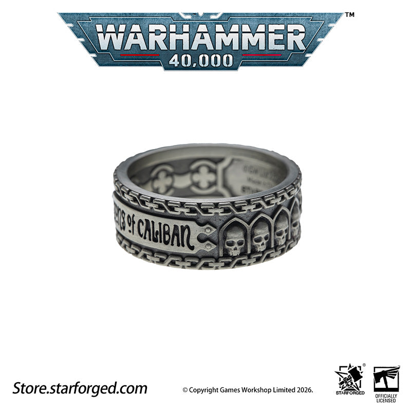 Starforged Warhammer 40K Dark Angels Space Marines Sons of Caliban Ring Accessories Game Merchandise Warhammer Gifts Fashion Accessories The Watchers in the Dark are a distinct race dwelling aboard the Rock, the Dark Angels mobile fortress-monastery.&nbsp; Small of stature and robed in long vestments, they possess an innate gift to ward off daemonic entities of Chaos, an affinity akin to the rare, enigmatic Untouchables who nullify surrounding warp energies.