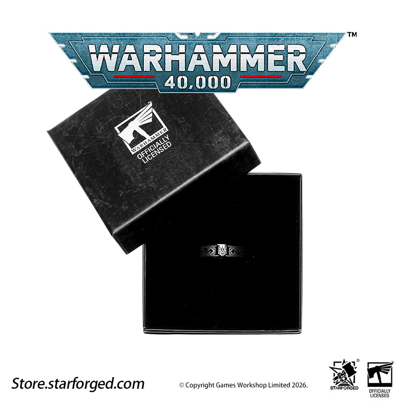 Starforged Warhammer 40K Orks & Fenrisian wolves Leagues of Votann Steel Men's Ring