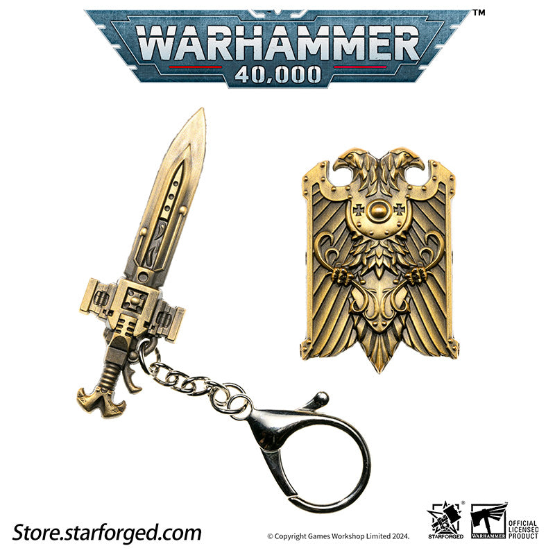 Starforged Custodes Sword & Shield Emperor of Mankind Adeptus Custode Men's Accessories Keychain Pendants