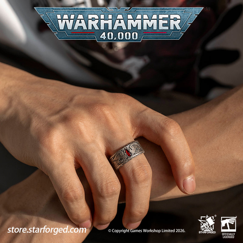 Starforged Warhammer 40K Blood Angels of Sanguinius Space Marines Men's Fashion Jewelry Sterling Silver Rings
