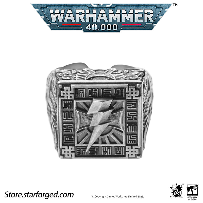 Starforged Warhammer 40K White Scar Seal of Chogoris Khanquest Silver Ring Accessories Jewelry Taklagoris’s vast grasslands gave birth to a people of mounted archers, and likewise shaped the Fifth Legion. The White Scars’ Primarch, Jaghatai Khan, was known as the “Great Khan” and the “Warhawk,” titles whose origins are deeply tied to his homeland.The Fifth Legion came from a culture skilled in mounted archery, and they carried the traditions of their homeland into the crucible of the Great Crusade. The step