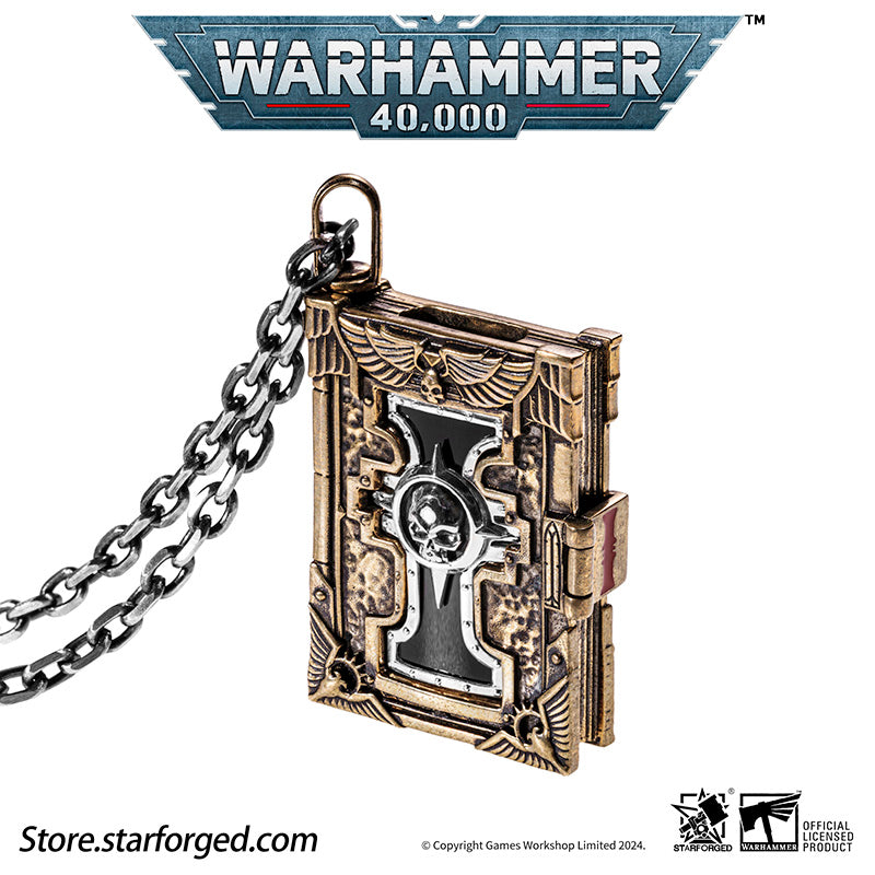 Starforged  Book of the Holy Ordos &  Seal of Inquisition Warhammer 40K Copper Men‘’s Necklace  WH40K