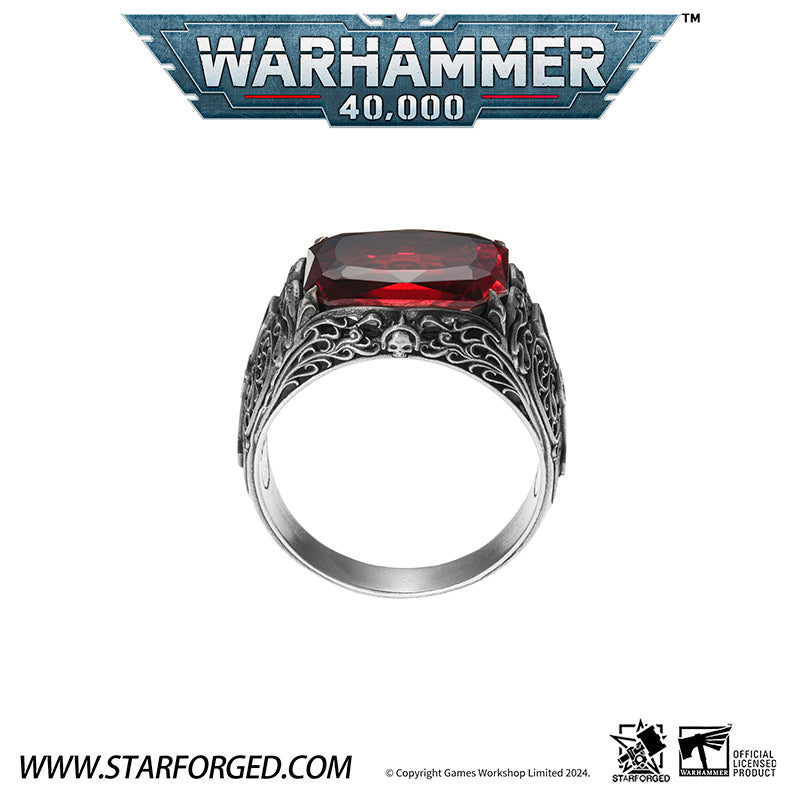 Starforged Seal of the Inquistor Warhammer 40K Men's Garnet Gemstone 925 Silver Ring