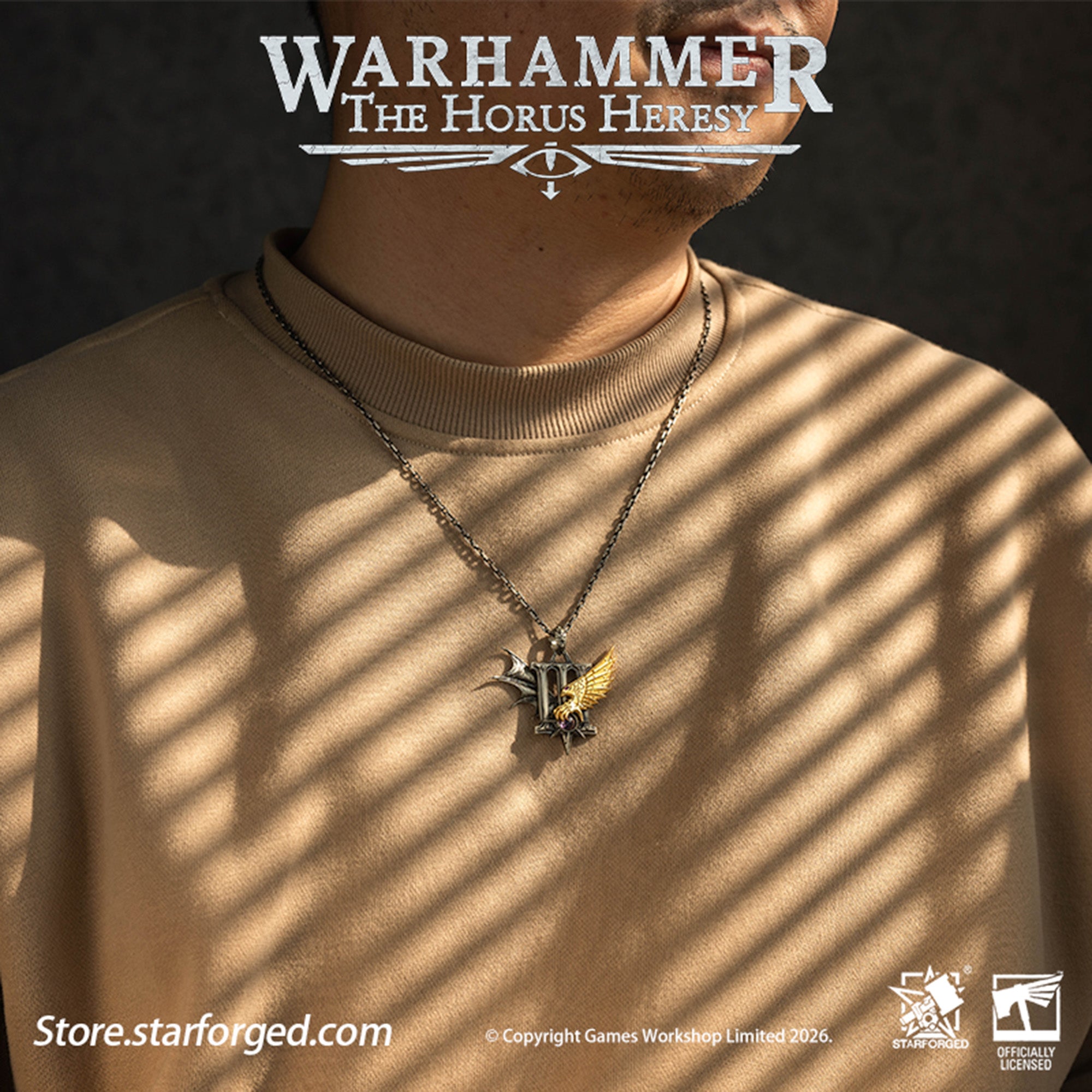 Starforged Warhammer 30K The Horus Heresy Chaos Space Marine Emperor's Children Phonecians Fall Pendant Silver Necklace Warhammer Gifts Fashion Accessories