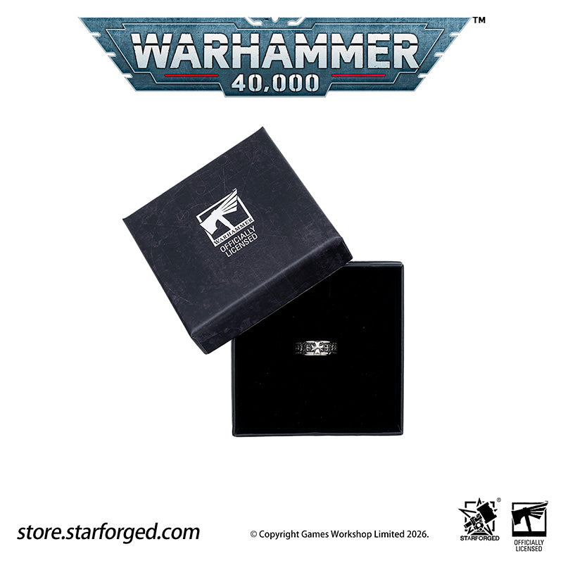 Starforged Warhammer 40K Black Templar Warhammer Ring of Crusader Vows Silver Empire Champion Ring Starforged Warhammer Gift