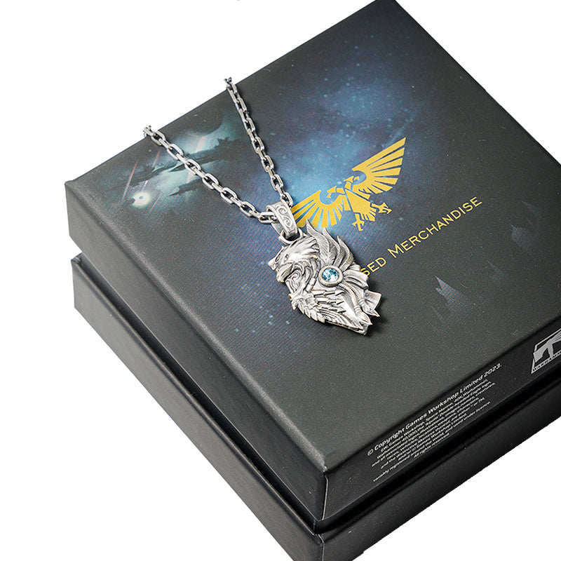 Starforged Throne Watcher's Shield Warhammer 40K Adeptus Custodes Golden Legion Men's Necklace Sterling Silver