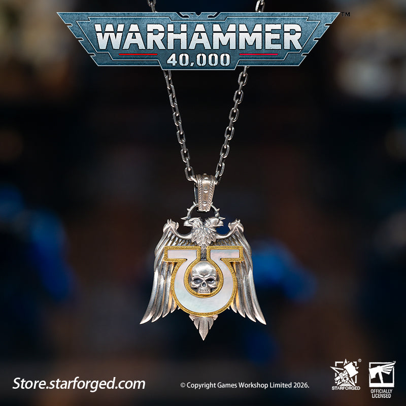 Starforged Warhammer 40K Space Marines Ultramarines Chapter Armourial Pendant | Sterling Silver | Warhammer Gifts The Ultramarines are the XIII Legion of the Space Marines forged during the Great Crusade. Be it the Age of the Emperor Great Crusade or the grim dark of the 41st Millennium, mortal folk draw profound comfort at the sight of their sigil hollow U crest riding to their salvation.
