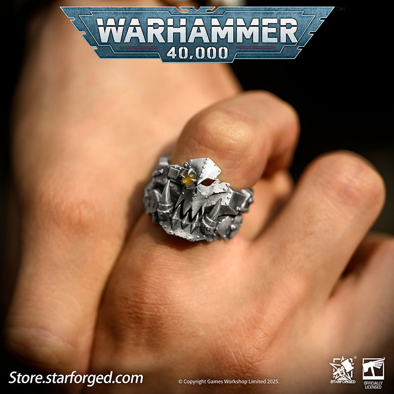 Starforged Warhammer 40K The couple ring of Gork and Mork Greenskins Orkz Sliver Rings Accessories Jewelry The Orkz, a galactic plague, universally dismissed as savages... until they pull bigger guns and choppas from their makeshift pockets. These greenskins are every faction's nemesis in the 40K universe. Across the stars, all civilizations encounter Orkz under the worst possible circumstances, proving the galaxy's iron law: "If ya don't come to da fight, da fight comes to ya!"Orkz gather in tribes, 