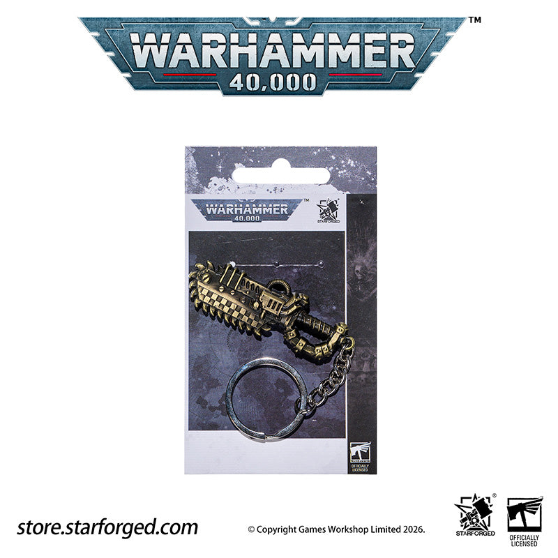 Warhammer 40K Weapons Ork Xenos Choppa Keychain WAAAGH! Peripheral Products Starforged Brutal, crude yet surprisingly effective, Ork Choppa is a dangerous weapon to reckon with. It have a singular purpose, and, as any Ork boy would say, it's ded killy.  This collectible keychain is cast in metal,finished in electroplated, includes a silver-metal chain and jump ring. It makes a fantastic gift, display piece, and keepsake.