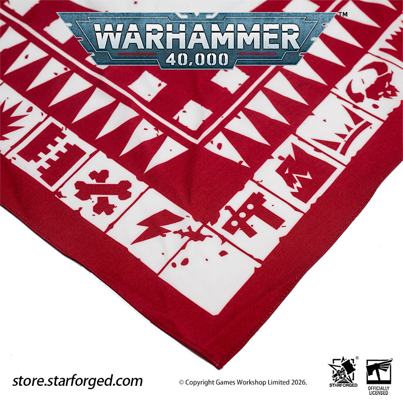 Starforged Warhammer 40K Orks Counsill of Clan-Bosses Set Men's Fashion Accessories Warhammer Merchandise Gifts Orks Counsill of Clan-Bosses Bandana  Only the toughest Orks earn a place on the Counsill of Clan-Bosses. This bandana is the perfect accessory for any aspiring Warboss wanting to get involved in the next Waaagh!.  Orks Counsill of Clan-Bosses Canvas Belt  Buckle up with a belt worthy of the biggest and meanest Warboss, complete with Ork glyphs along the strap - a great addition to any Ork fan’s a