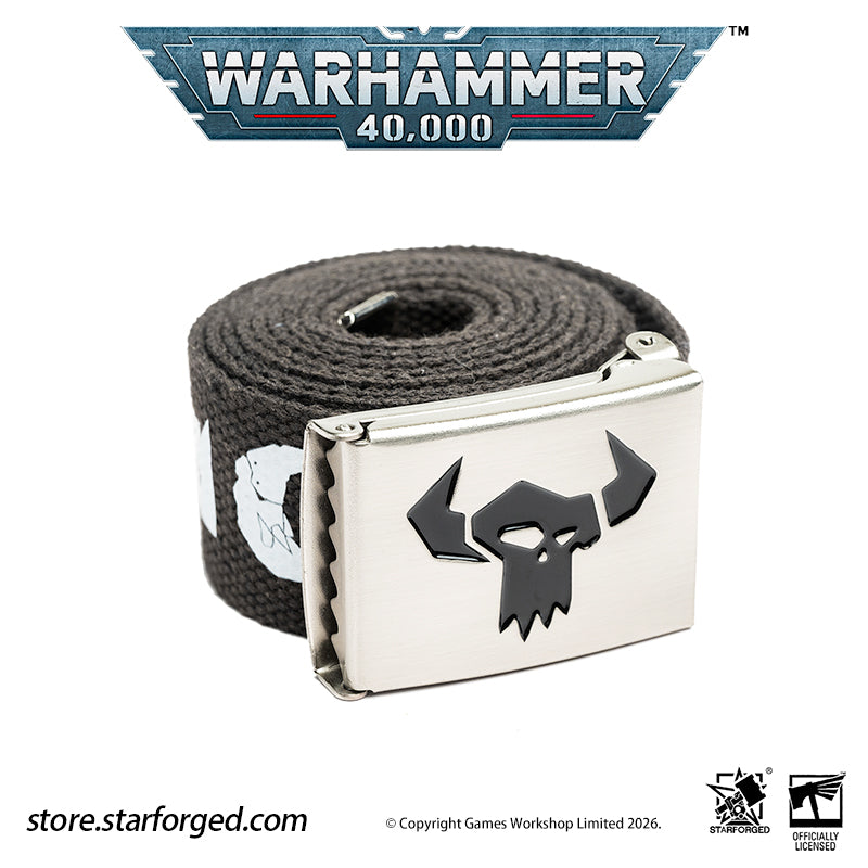 Starforged Warhammer 40K Orks Counsill of Clan-Bosses Set Men's Fashion Accessories Warhammer Merchandise Gifts Orks Counsill of Clan-Bosses Bandana  Only the toughest Orks earn a place on the Counsill of Clan-Bosses. This bandana is the perfect accessory for any aspiring Warboss wanting to get involved in the next Waaagh!.  Orks Counsill of Clan-Bosses Canvas Belt  Buckle up with a belt worthy of the biggest and meanest Warboss, complete with Ork glyphs along the strap - a great addition to any Ork fan’s a