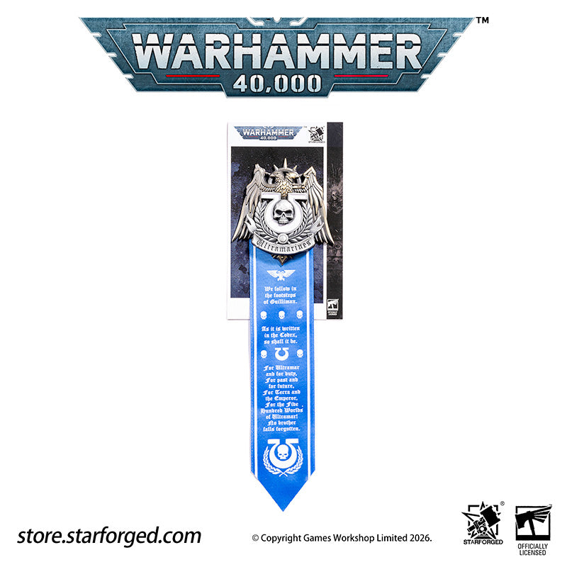 Starforged Warhammer 40K Space Marines Ultramarines Scroll Seal Heavy Pin Badge Men's Fashion Jewelry Warhammer Merchandise Gifts The Ultramarines were the XIIIth Legion of the Great Crusade. Though the Codex Astartes mandated the splitting of all surviving Legions, the number thirteen endures upon many ancestral heraldries of the Ultramarines. XIII is emblazoned upon countless ancient wargear, banners and vehicle hulls of the Chapter.  As a disciplined fighting force, the Ultramarines stand sworn to defend