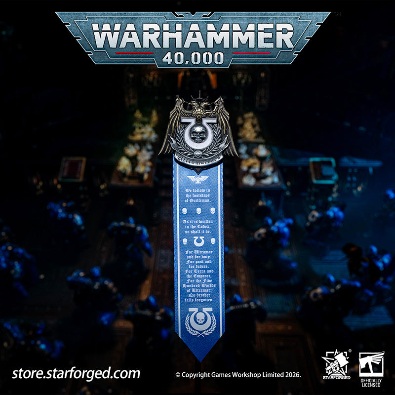 Starforged Warhammer 40K Space Marines Ultramarines Scroll Seal Heavy Pin Badge Men's Fashion Jewelry Warhammer Merchandise Gifts The Ultramarines were the XIIIth Legion of the Great Crusade. Though the Codex Astartes mandated the splitting of all surviving Legions, the number thirteen endures upon many ancestral heraldries of the Ultramarines. XIII is emblazoned upon countless ancient wargear, banners and vehicle hulls of the Chapter.  As a disciplined fighting force, the Ultramarines stand sworn to defend