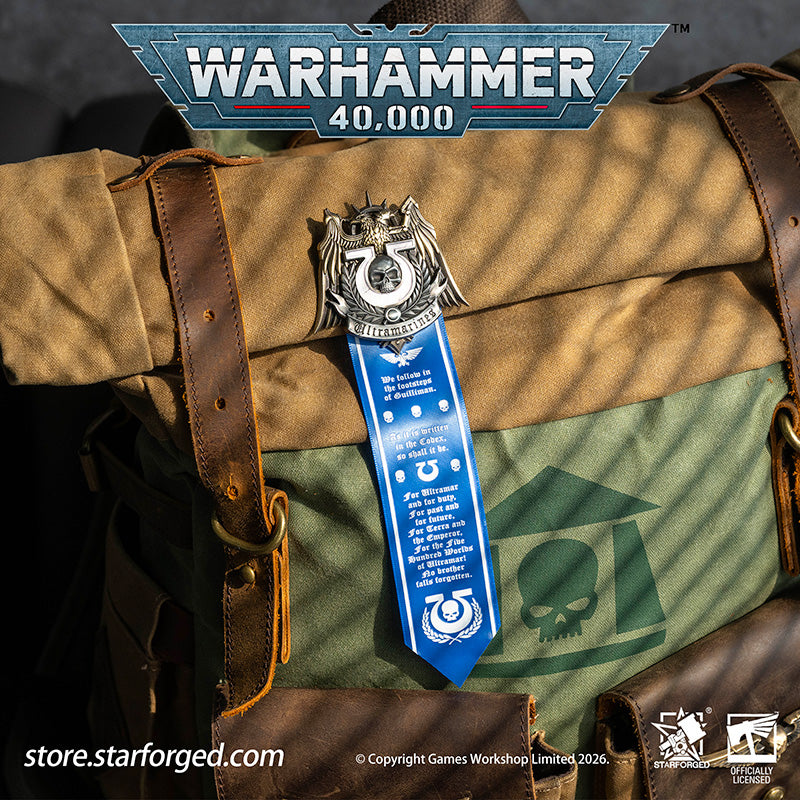 Starforged Warhammer 40K Space Marines Ultramarines Scroll Seal Heavy Pin Badge Men's Fashion Jewelry Warhammer Merchandise Gifts The Ultramarines were the XIIIth Legion of the Great Crusade. Though the Codex Astartes mandated the splitting of all surviving Legions, the number thirteen endures upon many ancestral heraldries of the Ultramarines. XIII is emblazoned upon countless ancient wargear, banners and vehicle hulls of the Chapter.  As a disciplined fighting force, the Ultramarines stand sworn to defend