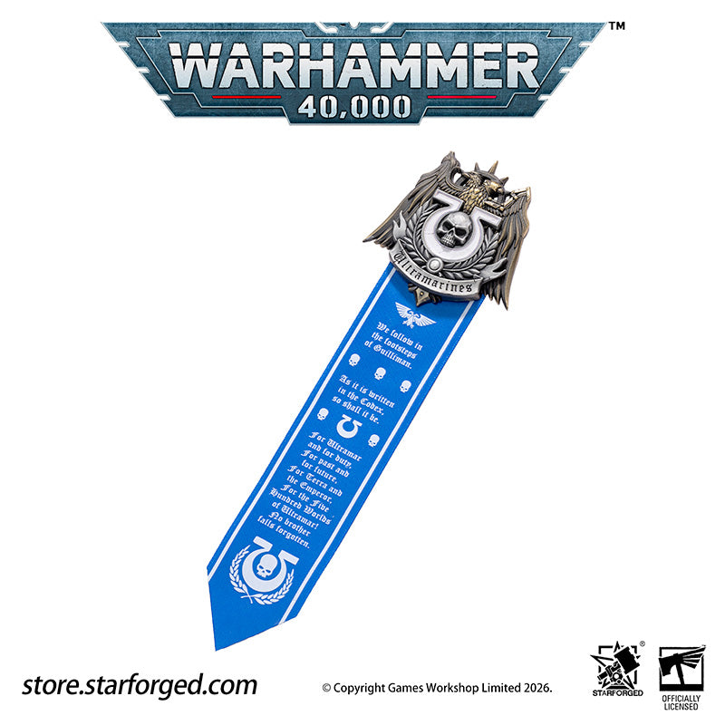 Starforged Warhammer 40K Space Marines Ultramarines Scroll Seal Heavy Pin Badge Men's Fashion Jewelry Warhammer Merchandise Gifts The Ultramarines were the XIIIth Legion of the Great Crusade. Though the Codex Astartes mandated the splitting of all surviving Legions, the number thirteen endures upon many ancestral heraldries of the Ultramarines. XIII is emblazoned upon countless ancient wargear, banners and vehicle hulls of the Chapter.  As a disciplined fighting force, the Ultramarines stand sworn to defend