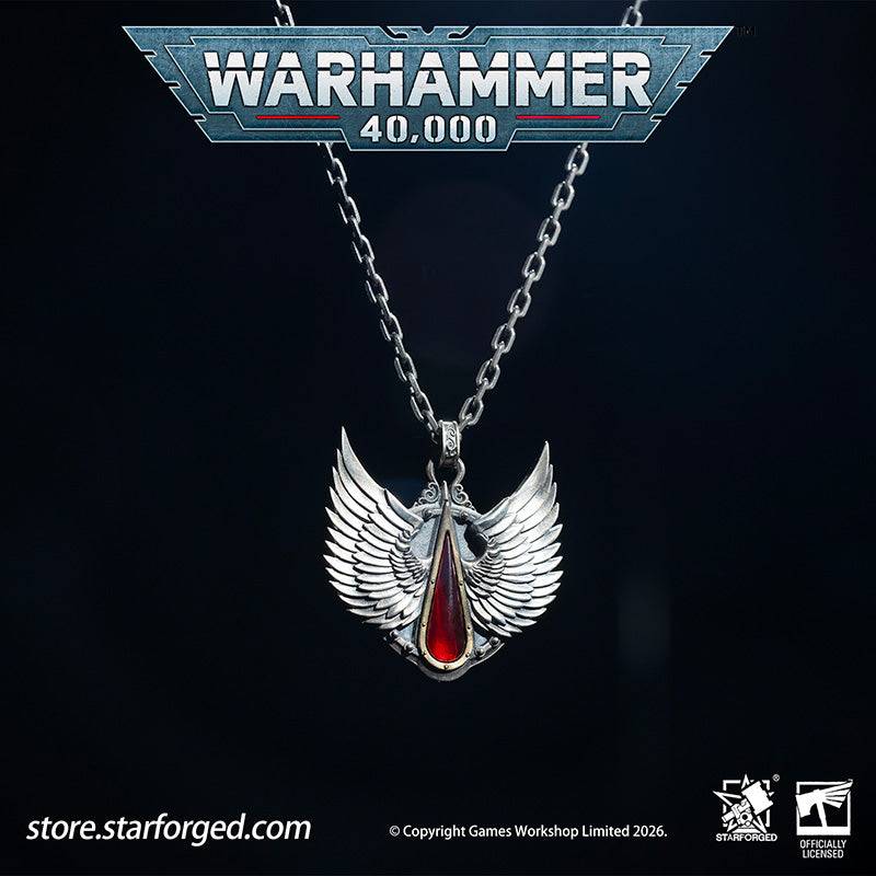 Warhammer 40K Blood Angels Wings Sanguine Pendant Necklace 925 Silver by Starforged