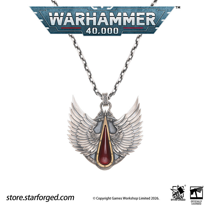 Warhammer 40K Blood Angels Wings Sanguine Pendant Necklace 925 Silver by Starforged