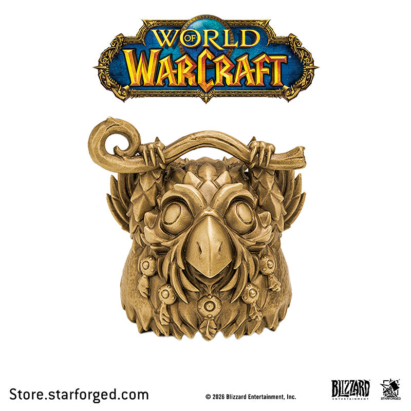 Starforged World of Warcraft Cute Moonkin Copper Bell Men's Fashion Jewelry Officially Authorized The Natural Relic of the Balance Druid — A Chime of Astral Resonance  In the world of World of Warcraft, the Owlkin are beloved children of the demigod Cenarius, guardians of Moonglade and the pathways of the Emerald Dream. Though gentle and unassuming in appearance, they wield immense arcane and natural power, embodying the core philosophy of the druidic path of Balance — finding harmony between wildness and t