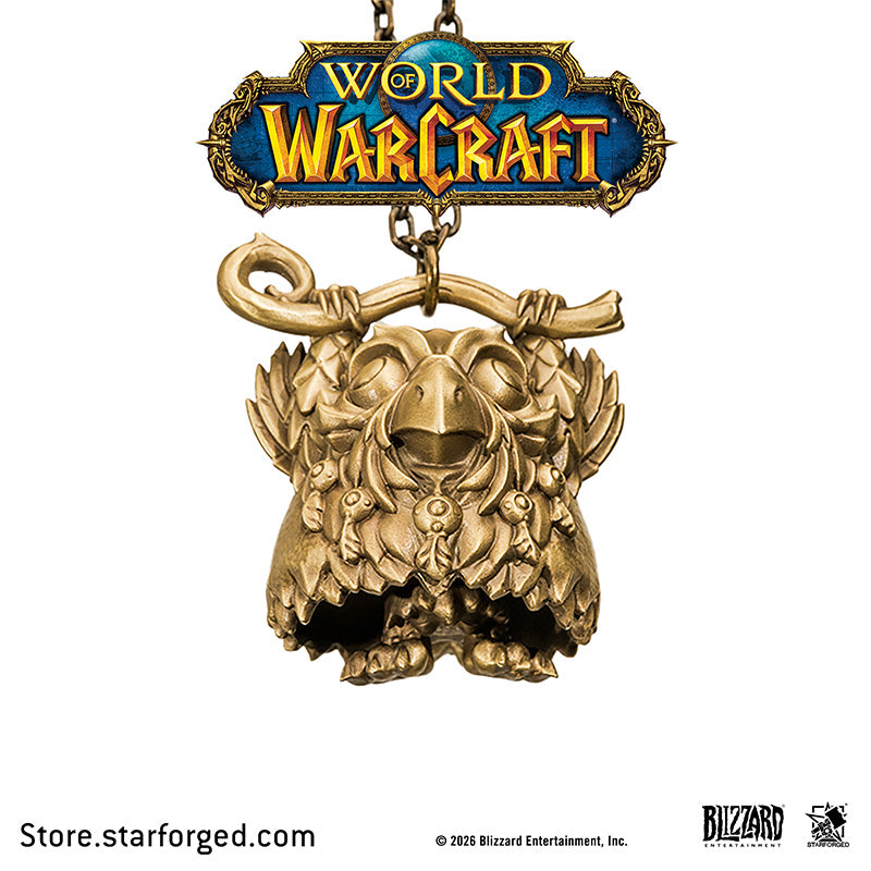 Starforged World of Warcraft Cute Moonkin Copper Bell Men's Fashion Jewelry Officially Authorized The Natural Relic of the Balance Druid — A Chime of Astral Resonance  In the world of World of Warcraft, the Owlkin are beloved children of the demigod Cenarius, guardians of Moonglade and the pathways of the Emerald Dream. Though gentle and unassuming in appearance, they wield immense arcane and natural power, embodying the core philosophy of the druidic path of Balance — finding harmony between wildness and t