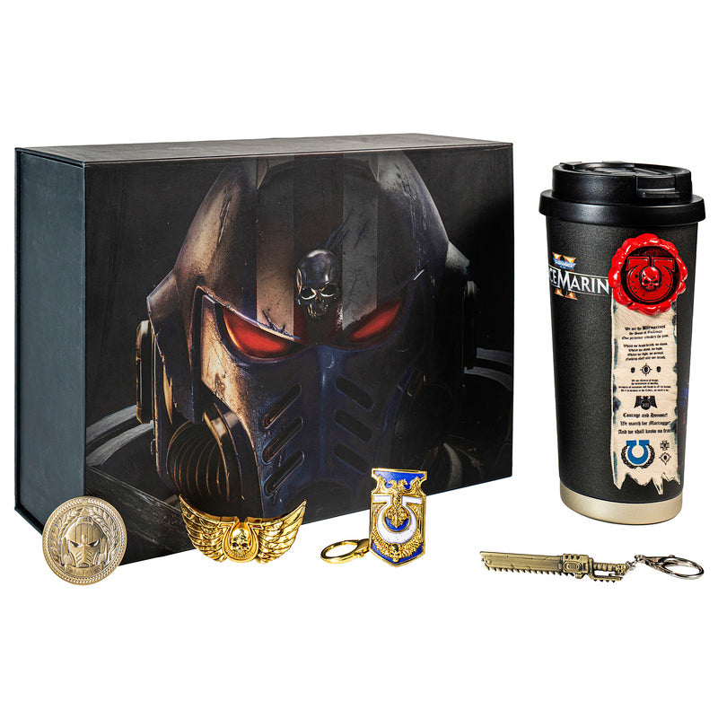 Starforged Warhammer 40K Space Marine II Gift Set Ultramarine Keychain & Water Bottle Brooch Set Limited Edition