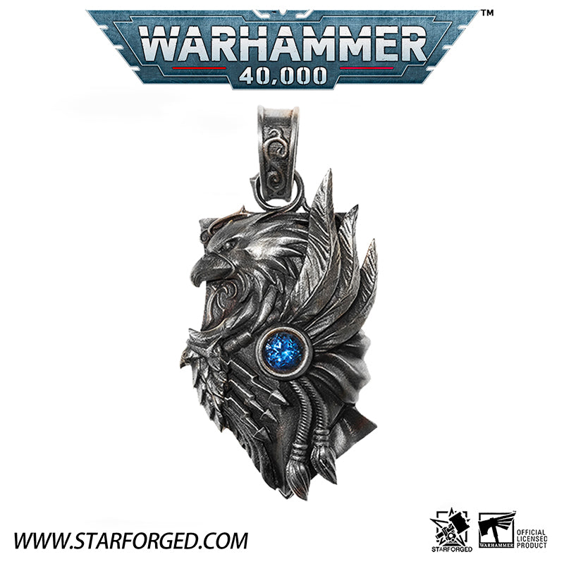 Starforged Throne Watcher's Shield Warhammer 40K Adeptus Custodes Golden Legion Men's Necklace Sterling Silver