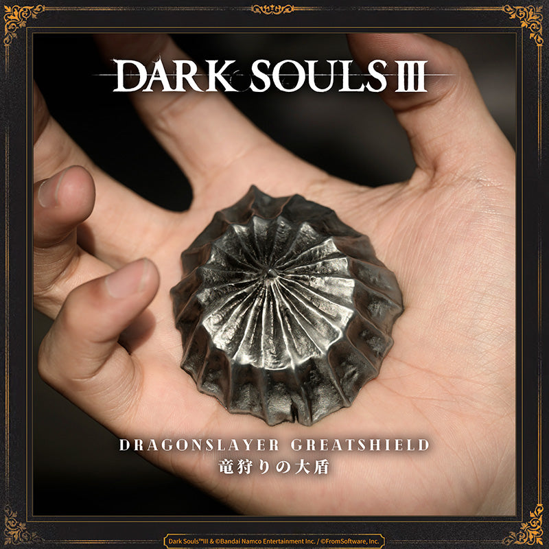 Starforged DARK SOULS III Dragonslayer Greatshield & Dragonslayer Greataxe Keychain Accessories Game Merchandise Officially Authorized Dragonslayer GreatshieldMelted iron shield that once formed part of the Dragonslayer Armour.The shield offers high protection to lightning, which the Dragonslayer commanded as his own, and its Skill has faint echoes of the Dragonslayer's own fighting style.Dragonslayer GreataxeMelted iron greataxe that once formed part of the Dragonslayer Armour.Thickly imbued with the power