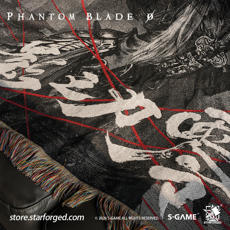 STARFORGED Phantom Blade Zero Themed Tapestry | Official Licensed Game Merchandise Collectible Gift — Product detail or display scene with Phantom Blade Zero branding