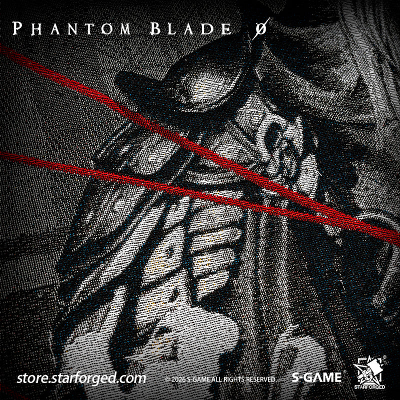 STARFORGED Phantom Blade Zero Themed Tapestry | Official Licensed Game Merchandise Collectible Gift — Product detail or display scene with Phantom Blade Zero branding