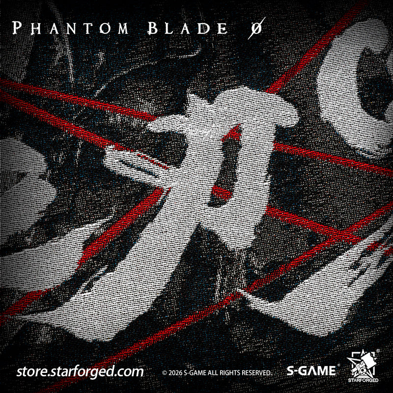 STARFORGED Phantom Blade Zero Themed Tapestry | Official Licensed Game Merchandise Collectible Gift — Product detail or display scene with Phantom Blade Zero branding