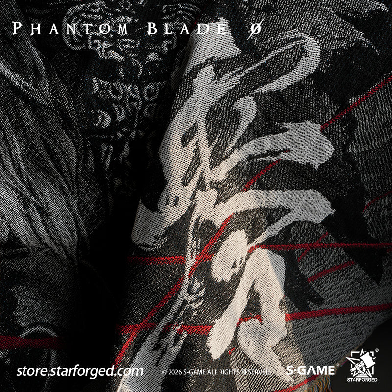 STARFORGED Phantom Blade Zero Themed Tapestry | Official Licensed Game Merchandise Collectible Gift — Product detail or display scene with Phantom Blade Zero branding