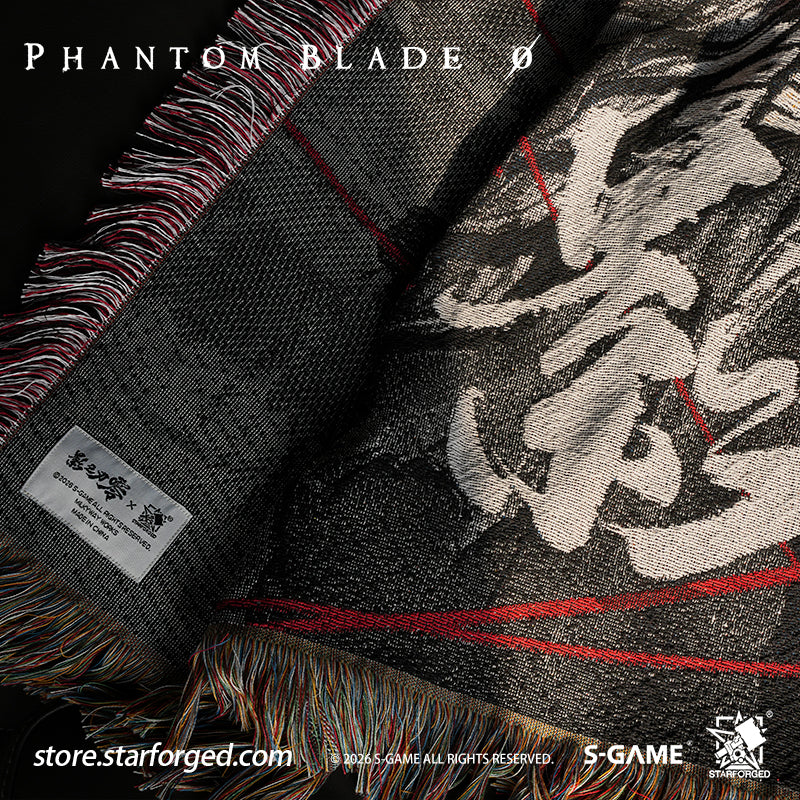 STARFORGED Phantom Blade Zero Themed Tapestry | Official Licensed Game Merchandise Collectible Gift — Product detail or display scene with Phantom Blade Zero branding