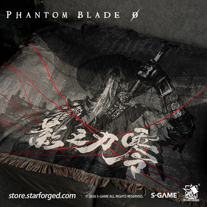 STARFORGED Phantom Blade Zero Themed Tapestry | Official Licensed Game Merchandise Collectible Gift — Product detail or display scene with Phantom Blade Zero branding