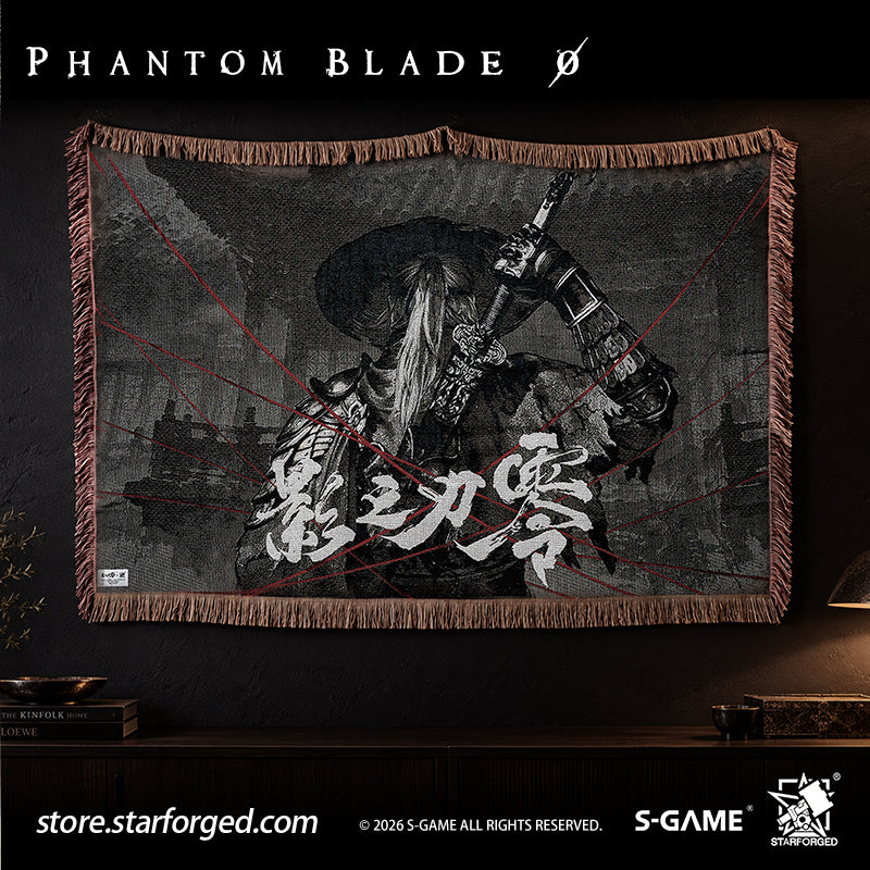 STARFORGED Phantom Blade Zero Themed Tapestry | Official Licensed Game Merchandise Collectible Gift — Product detail or display scene with Phantom Blade Zero branding