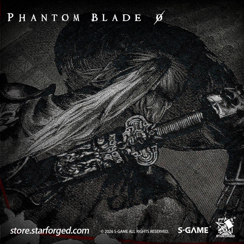 STARFORGED Phantom Blade Zero Themed Tapestry | Official Licensed Game Merchandise Collectible Gift — Product detail or display scene with Phantom Blade Zero branding