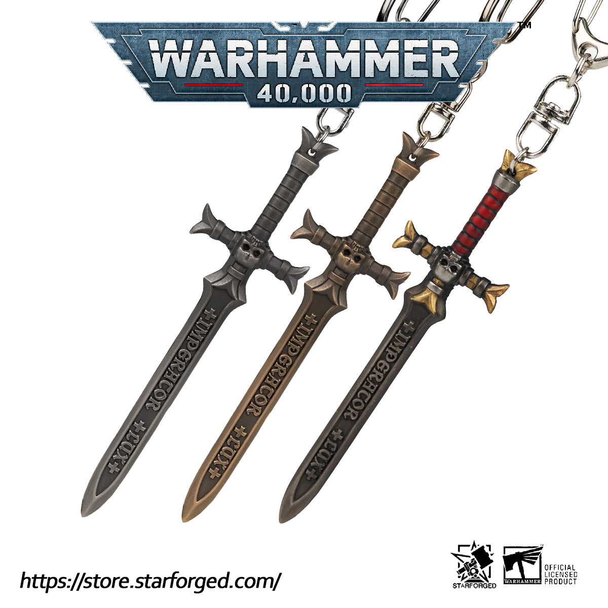 Starforged Warhammer 40000 Black Templars Emperor's Champion Men's keychain Black Sword